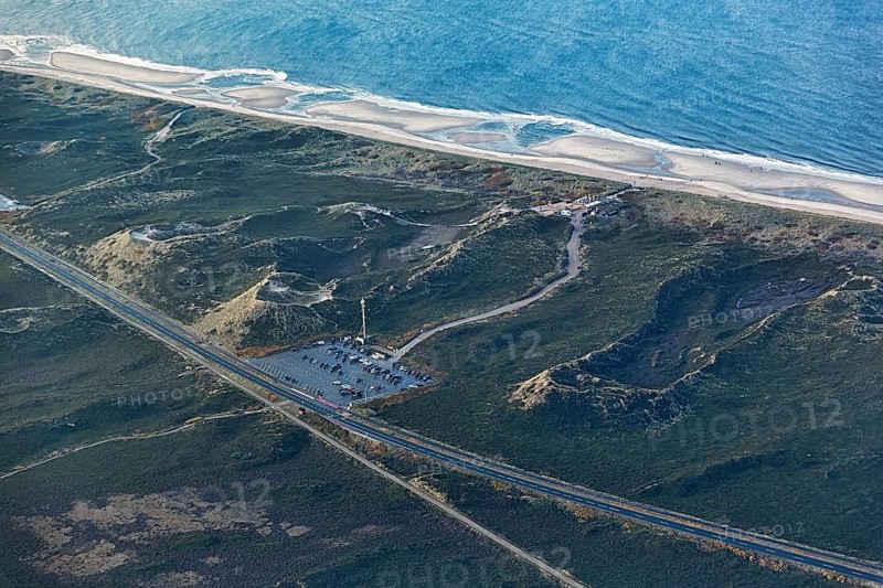 View of car park and driveway to the cult restaurant Sansibar in the dunes