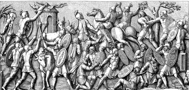 Destruction of a Germanic village by Roman troops