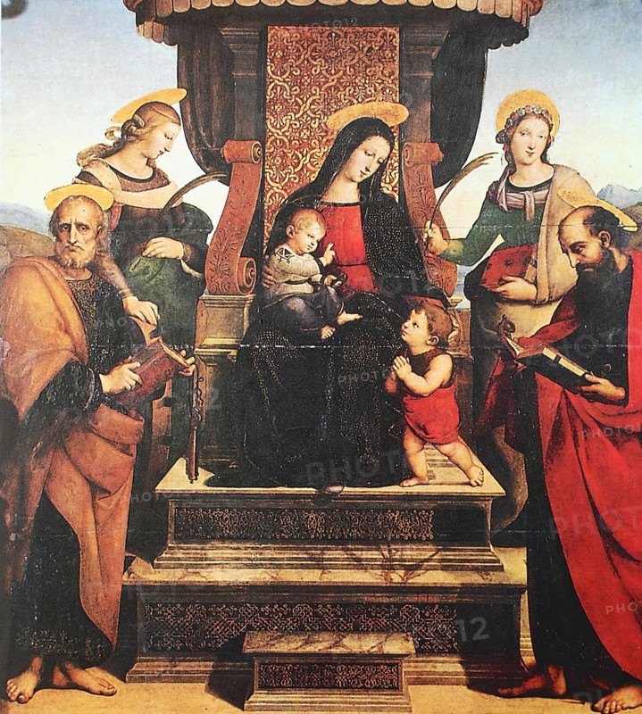 Madonna and Child surrounded by five saints