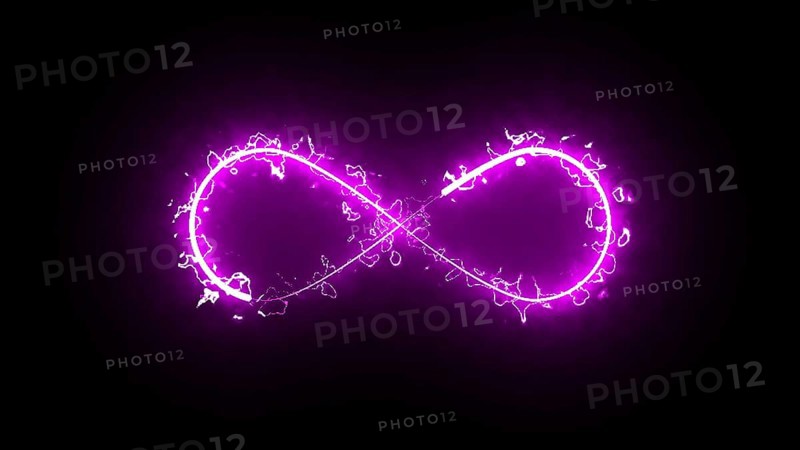 Burning infinity sign in space