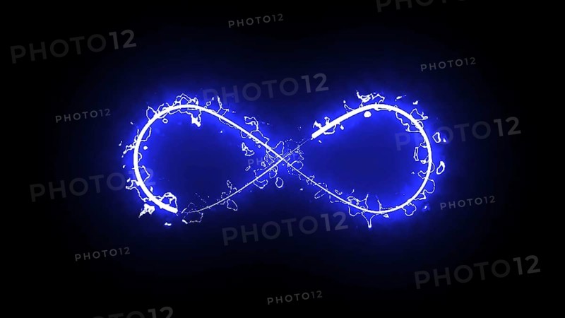 Burning infinity sign in space