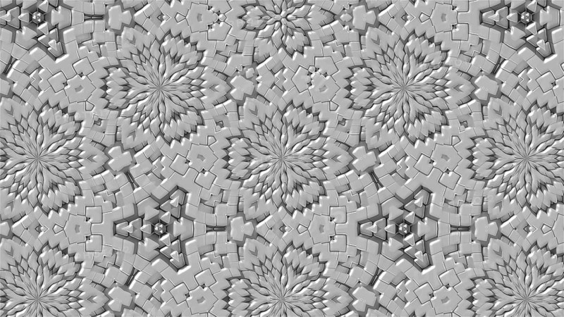Many symmetrical kaleidoscopes as flowers