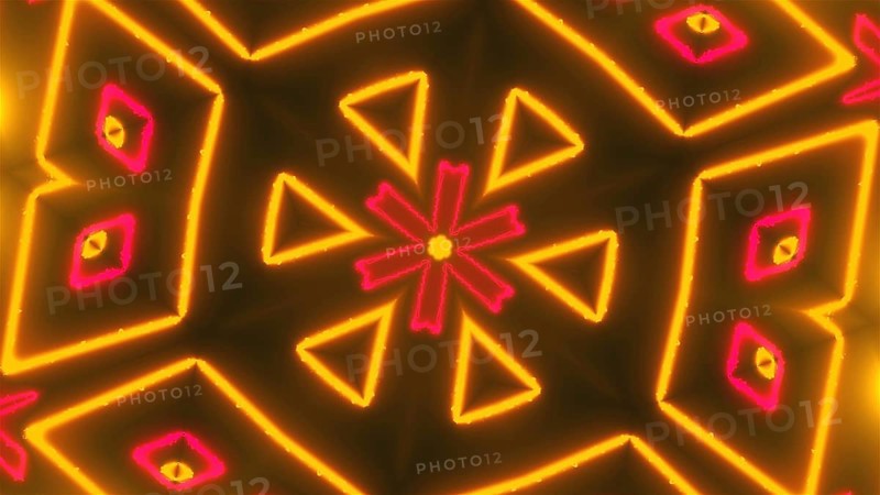 Beautiful abstract symmetry kaleidoscope with shiny neon lines