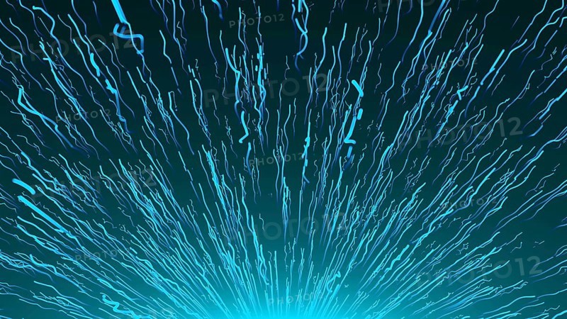 Many raising particles with long trails in space