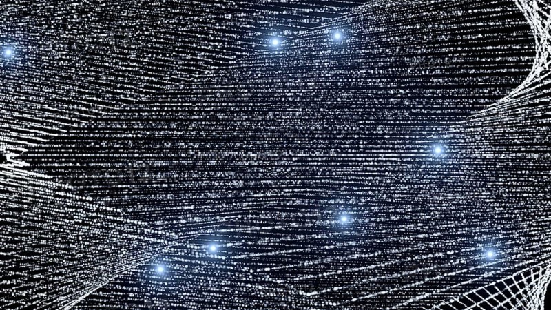 Abstract bright particles in spiral shape with back lighting