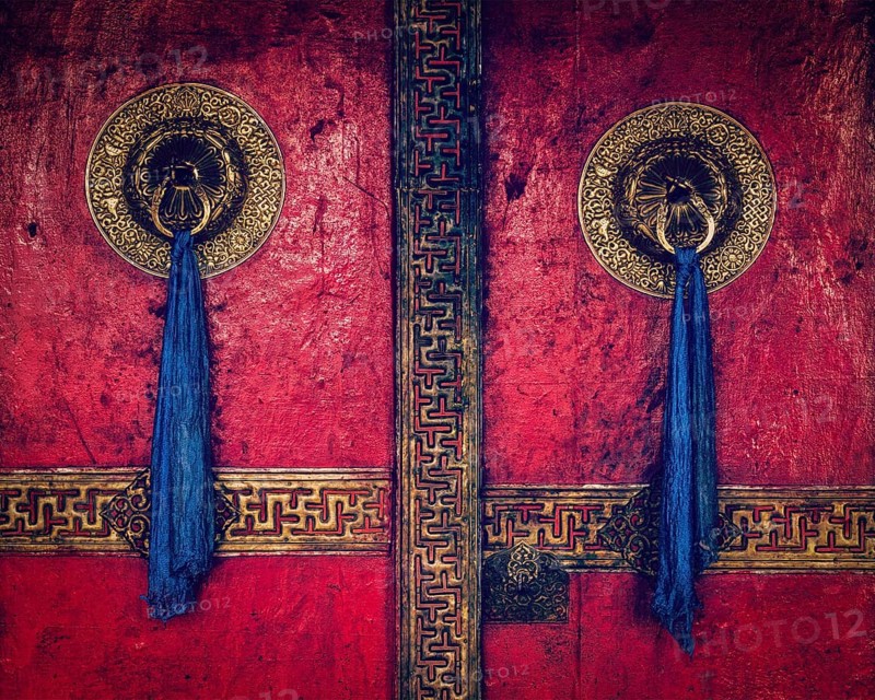 Vintage retro effect filtered hipster style image of gate of Spituk Gompa