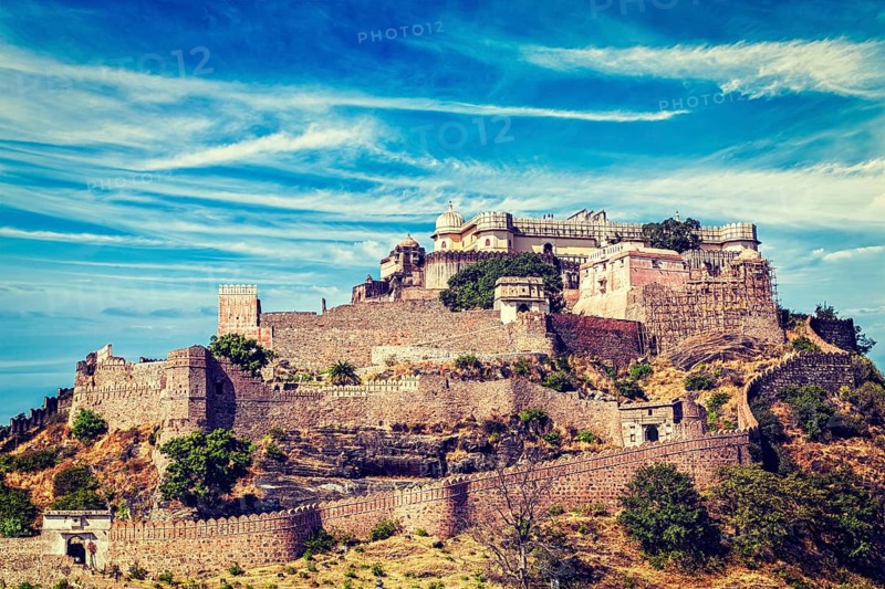 Vintage retro effect filtered hipster style image of Kumbhalgarh fort famous indian tourist landmark. Rajasthan