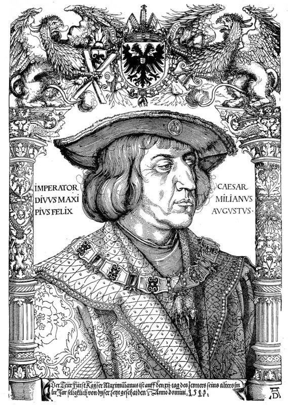 Emperor Maximilian I. Facsimile after a woodcut by Albrecht Duerer