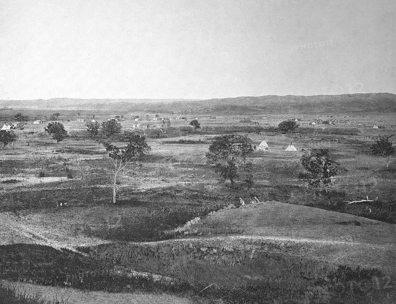 Indian village at the Cheyenne River in Dakota Territory