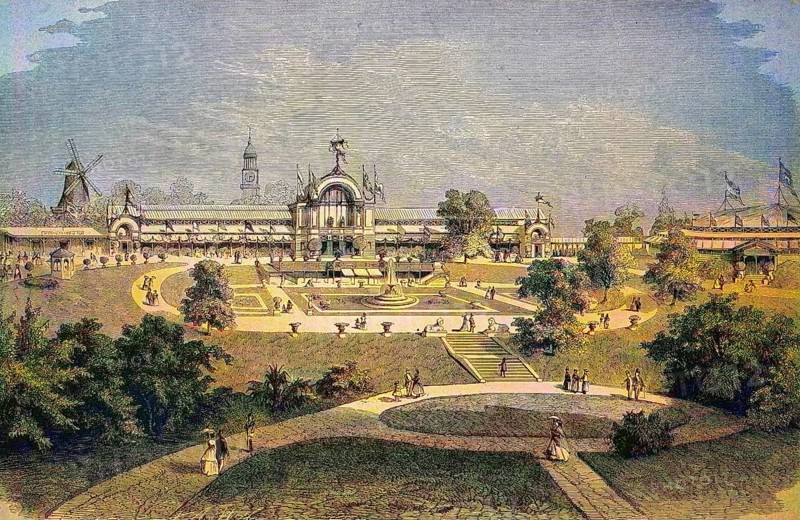 Projected buildings of the international horticultural exhibition in Hamburg 1880