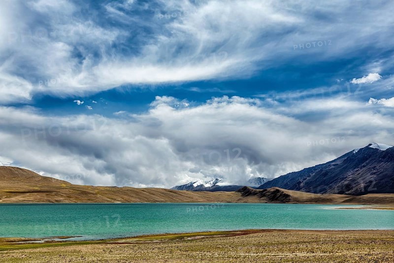 Himalayan lake Kyagar Tso in Himalayas