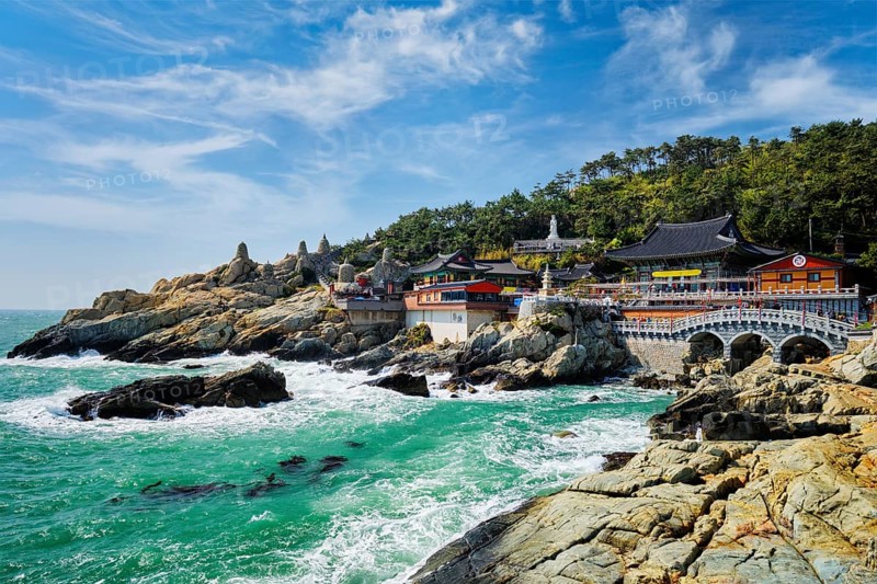 Haedong Yonggungsa Temple on sea shore. Busan