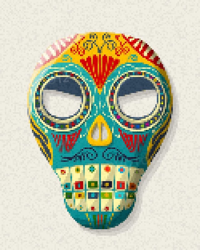 Pixel art sugar skull