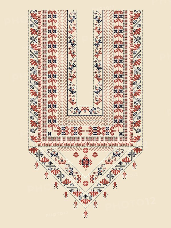 Vector pattern design with Palestinian traditional embroidery motif
