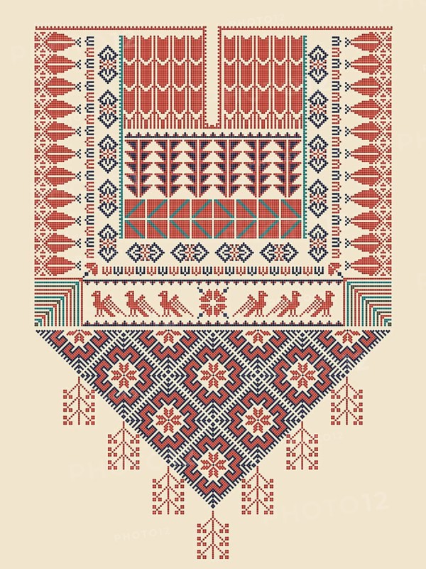 Vector pattern design with Palestinian traditional embroidery motif