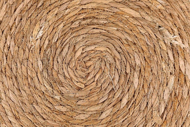 Close up of round weave wicker basket pattern background