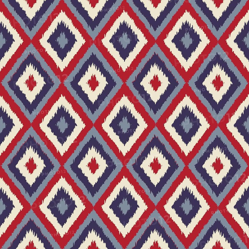 Tribal Art Ikat Ogee seamless pattern in colors