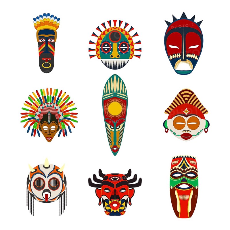 Vector tribal masks set