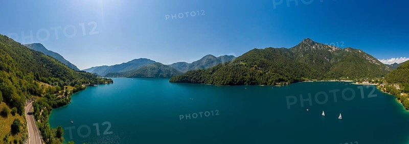 A 180 degree view of lake Ledro in the province of Trento Italy