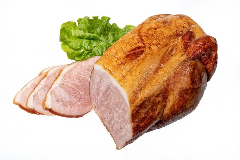 Smoked beef and greenery on an isolated studio background