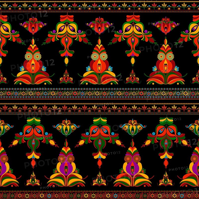 Hungarian seamless vector pattern. Kalocsa floral ethnic ornament. Traditional embroidery flower design for print