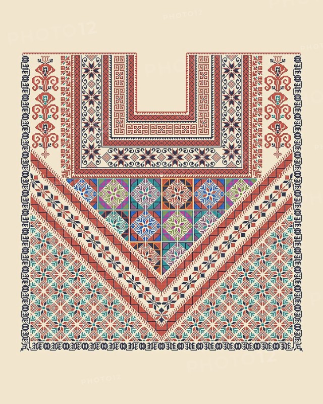 Vector pattern design with Palestinian traditional embroidery motif