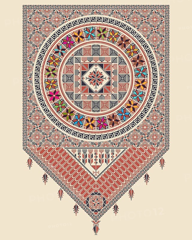 Vector pattern design with Palestinian traditional embroidery motif