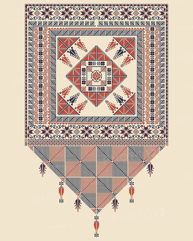 Vector pattern design with Palestinian traditional embroidery motif