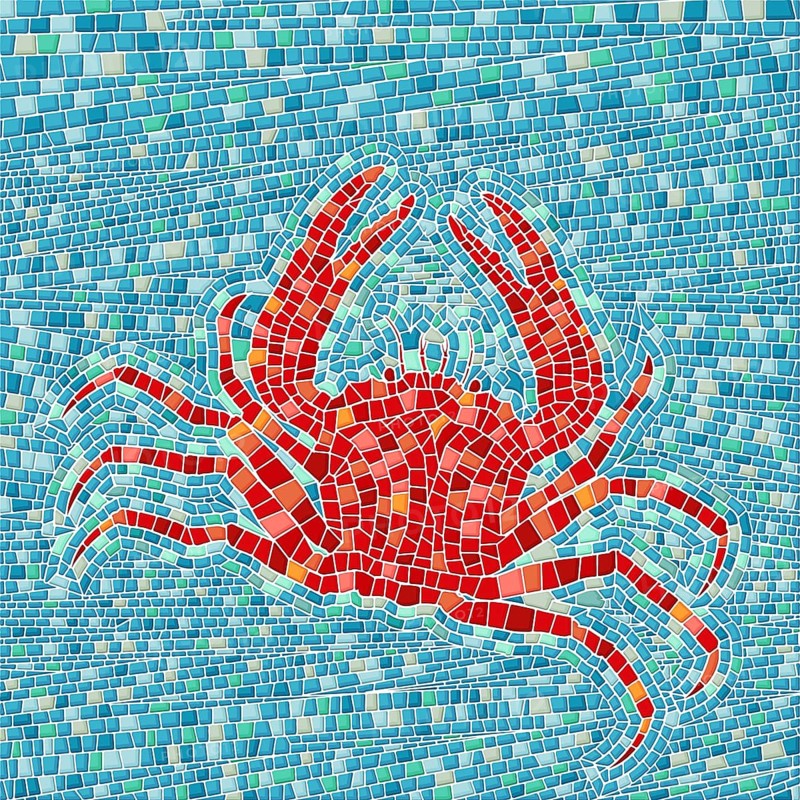 Red crab mosaic