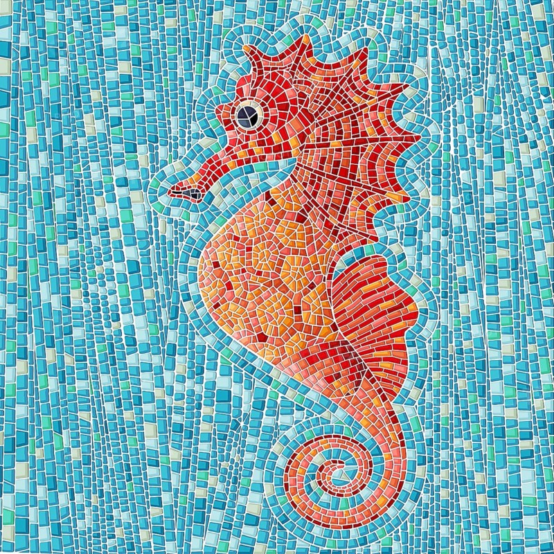 Seahorse mosaic background