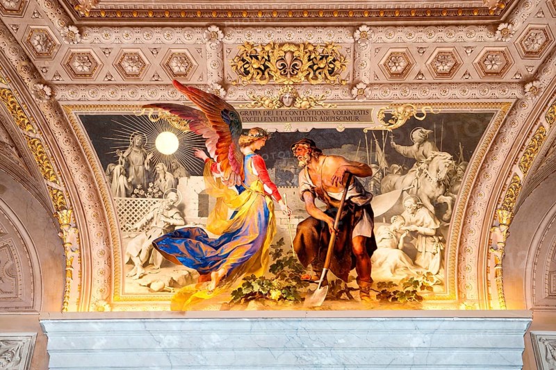 Ceiling Painting with Angel and Peasant