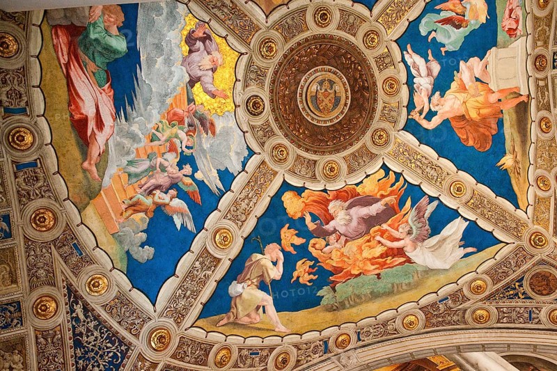 Dome Painting with Papal Coat of Arms