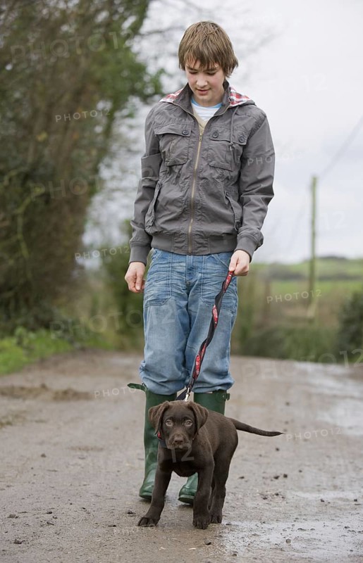 Boy with Labrador Retriever