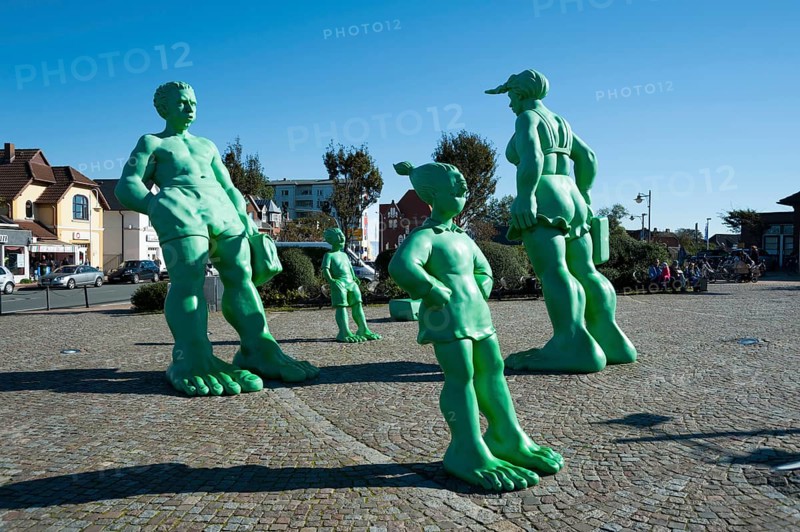 Sculptures on station forecourt