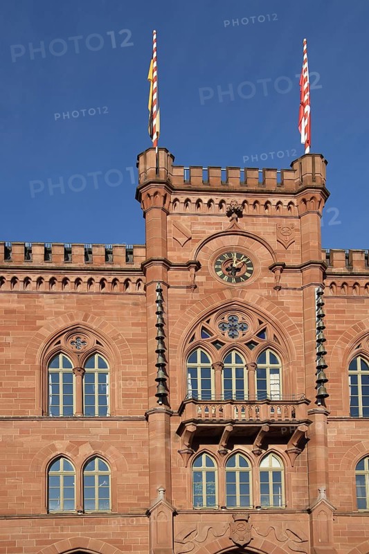 Facade of the town hall built in 1865 in Tauberbischofsheim