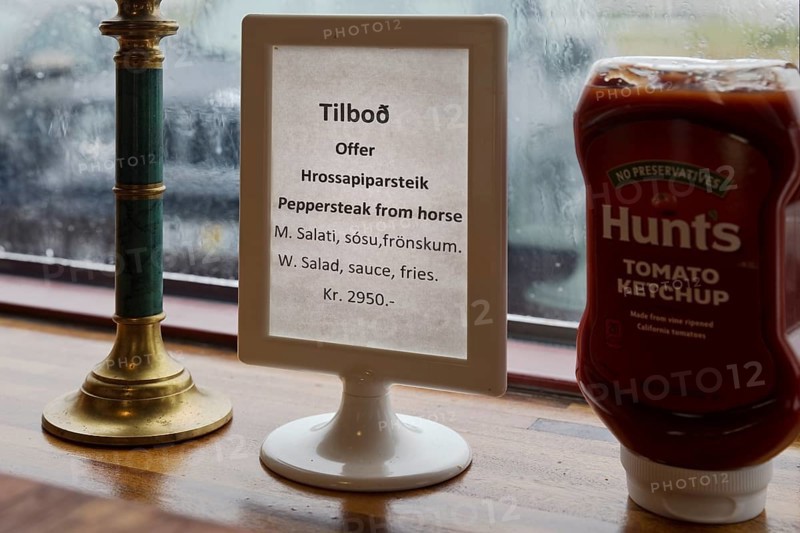 Menu with pepper steak from horse