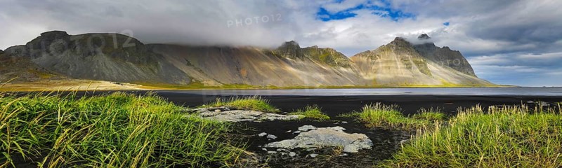 Mount Vestrahorn with the black lava beach Kirkjusandur