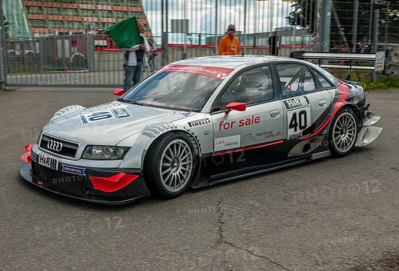 Audi DTM racing car on the racetrack