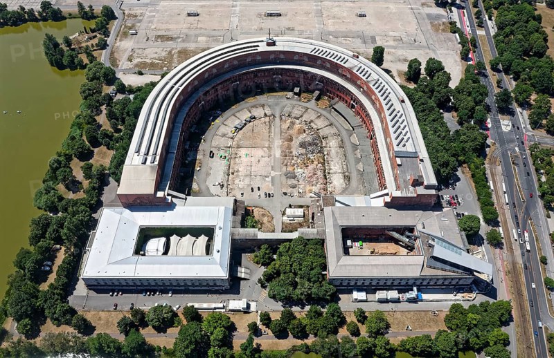 Aerial view of unfinished Congress Hall of the NSDAP in the Third Reich