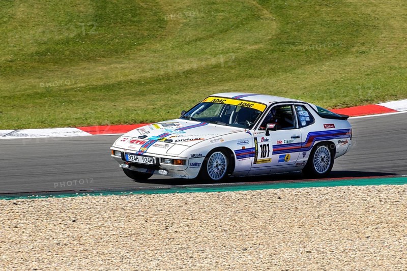 Historic race car Porsche 924 at car racing for classic cars youngtimer classic cars 24-hour race 24h race