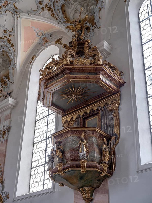 Pulpit in the Rococo Church of St. Ulrich in Seeg