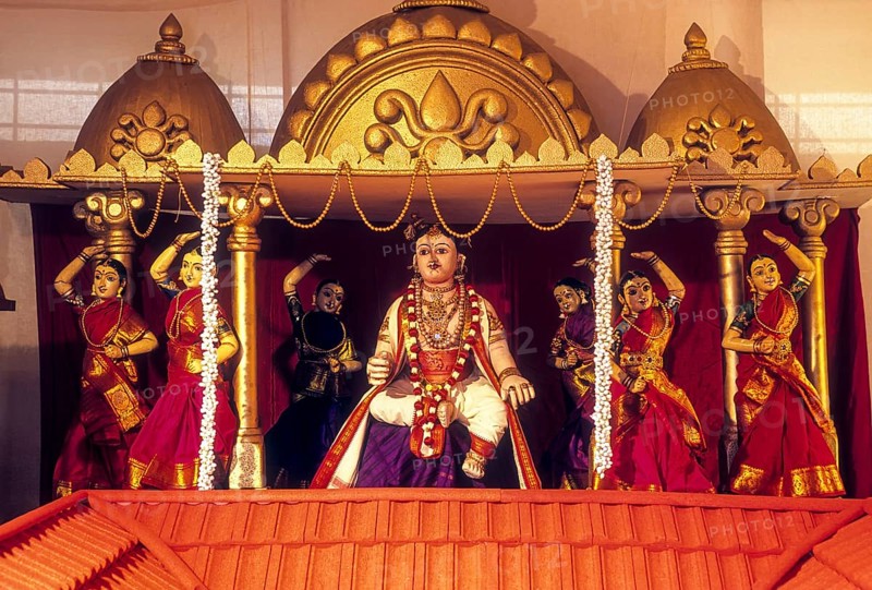 Doll display of kolu during the Navratri festival in Tamil Nadu