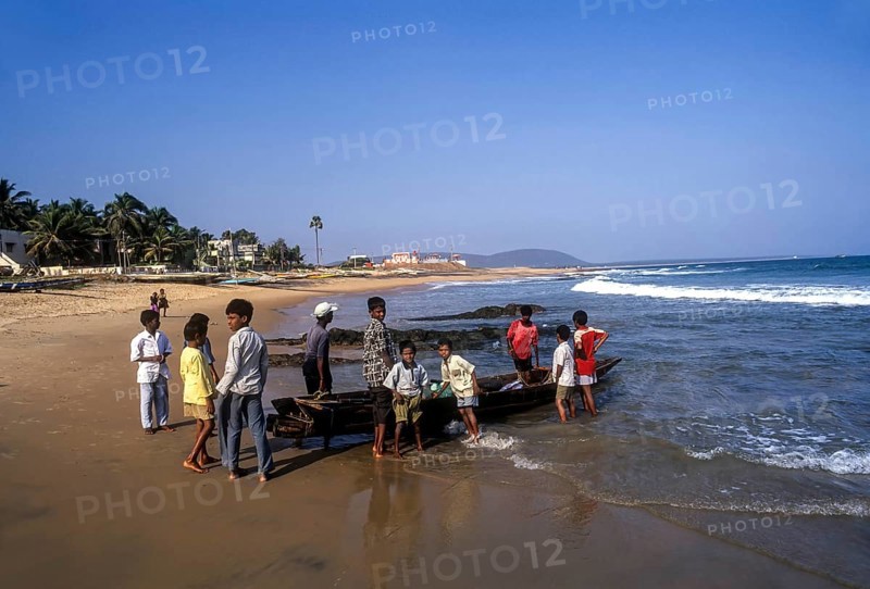 Children playing Rushikonda Beach Bay of Bengal at Visakhapatnam Vizag