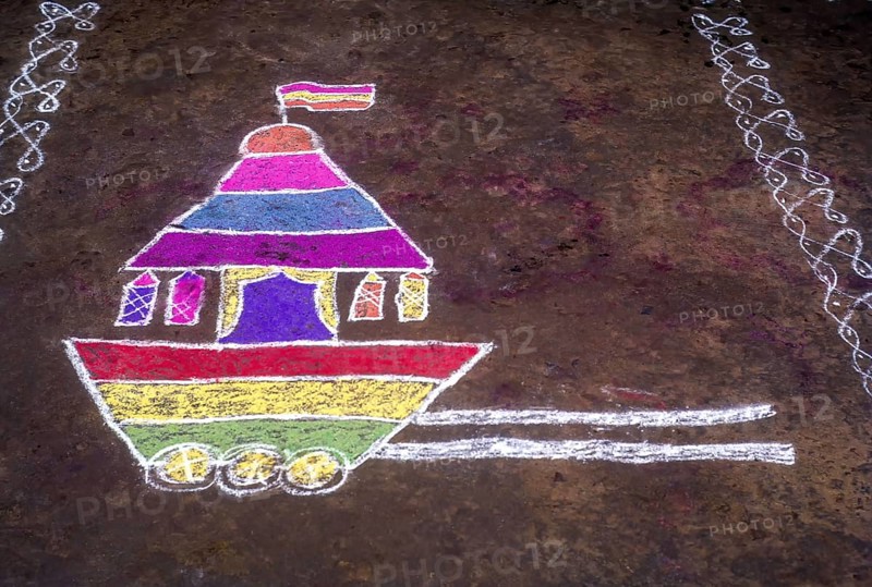 Kolam Rangoli of temple chariot