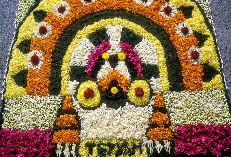 Floral decoration during Onam festival