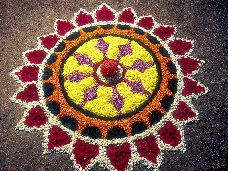 Floral decoration during Onam festival