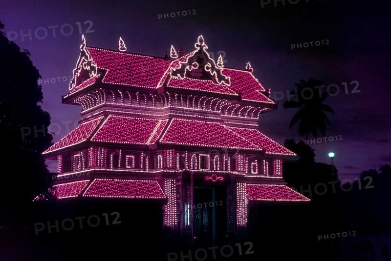 Paramekkavu temple illuminated for pooram festival in Thrissur Trichur