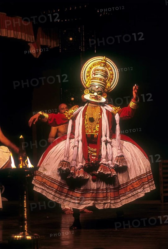 Kathakali kathi character represents the arrogant and evil in Kerala Kalamandalam