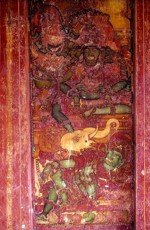 Murals fresco painting in Sri Thodeekkalam Siva temple in Kannavam near Thalassery