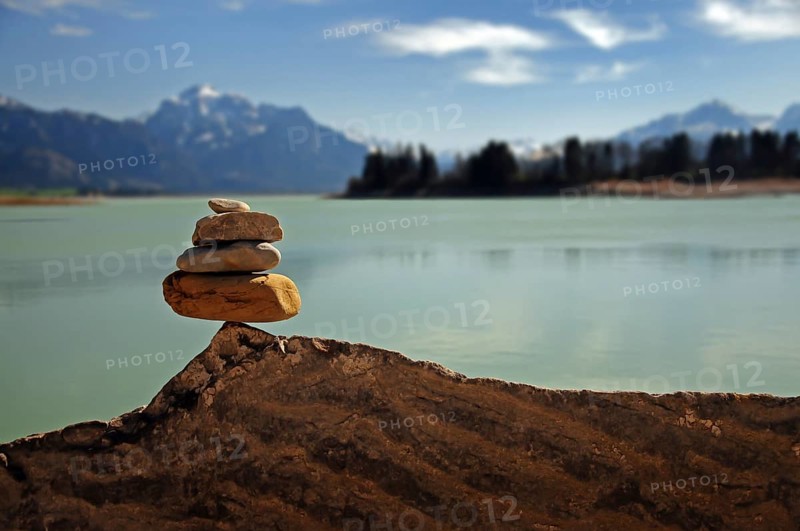 Cairn on the shore of Lake Forggensee